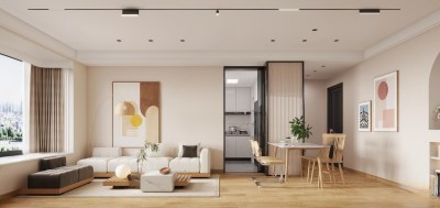 现代原木风客餐厅3D模型下载